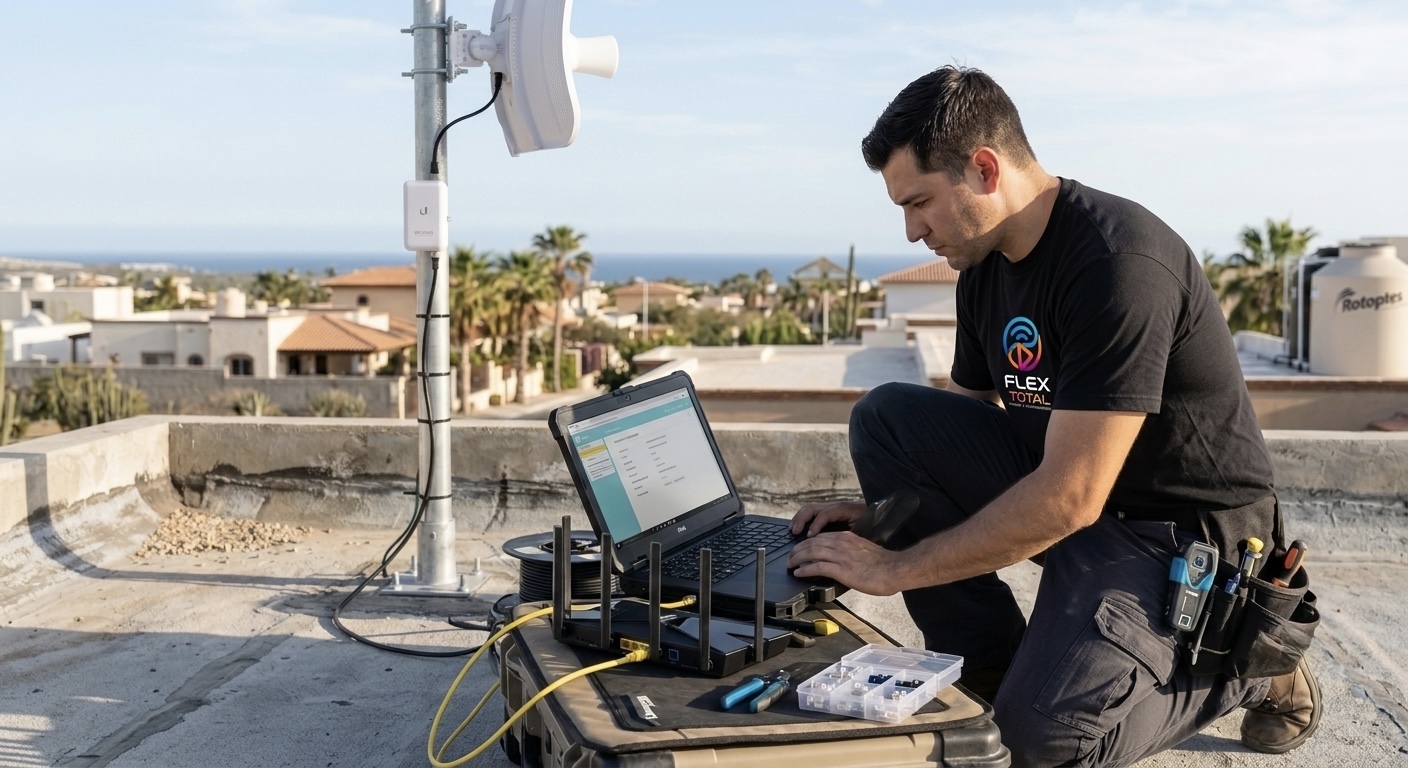 Técnico Flex Total instalando router